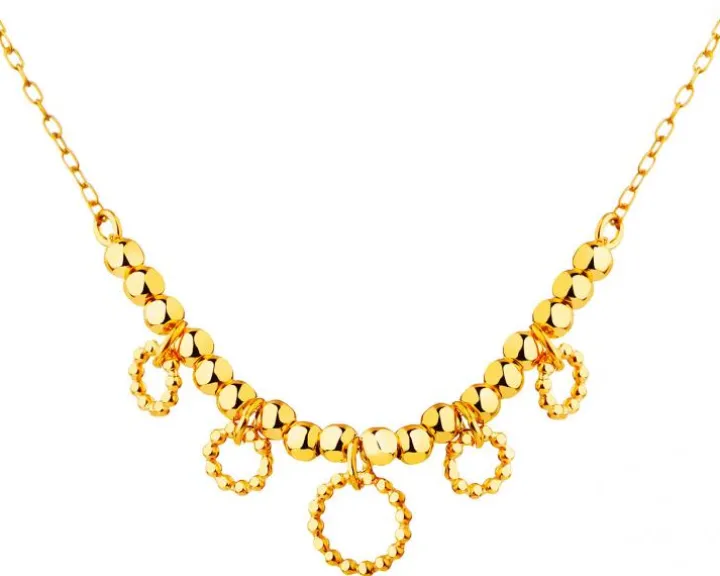 Złoty naszyjnik, ankier - koła, kulki