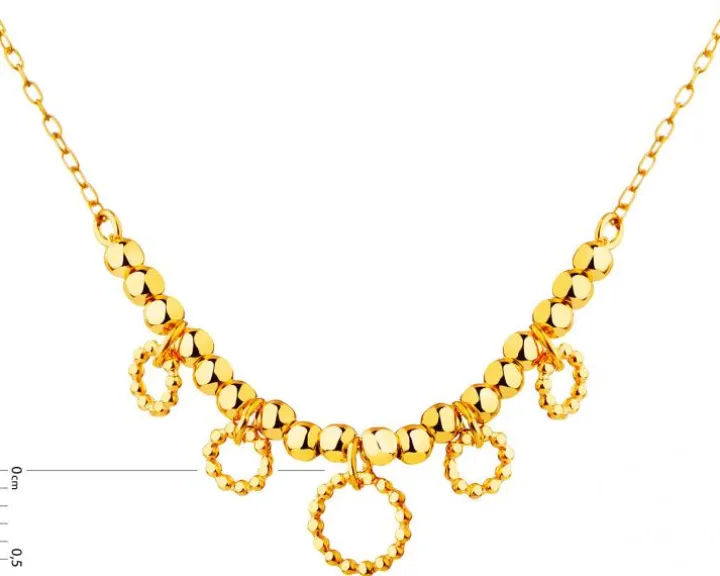 Złoty naszyjnik, ankier - koła, kulki