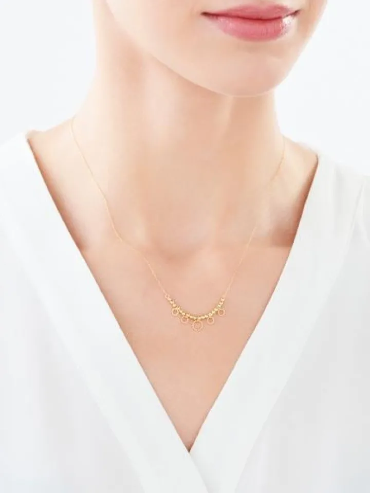 Złoty naszyjnik, ankier - koła, kulki