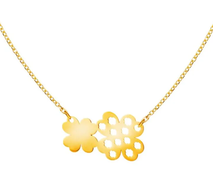 Złoty naszyjnik, ankier - koniczyny