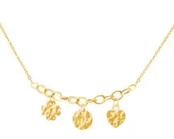 Złoty naszyjnik, ankier - koniczyna, koło, serce