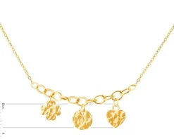 Złoty naszyjnik, ankier - koniczyna, koło, serce