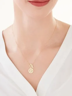 Złoty naszyjnik, ankier - koło, serce