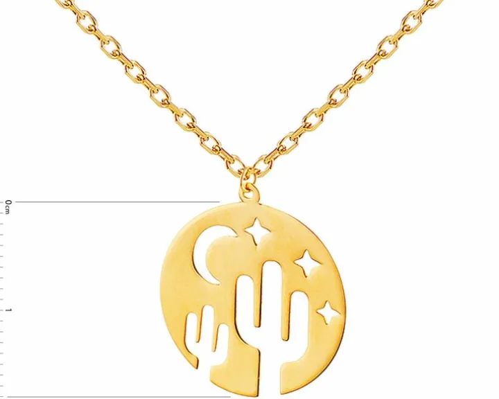 Złoty naszyjnik, ankier - koło, kaktusy