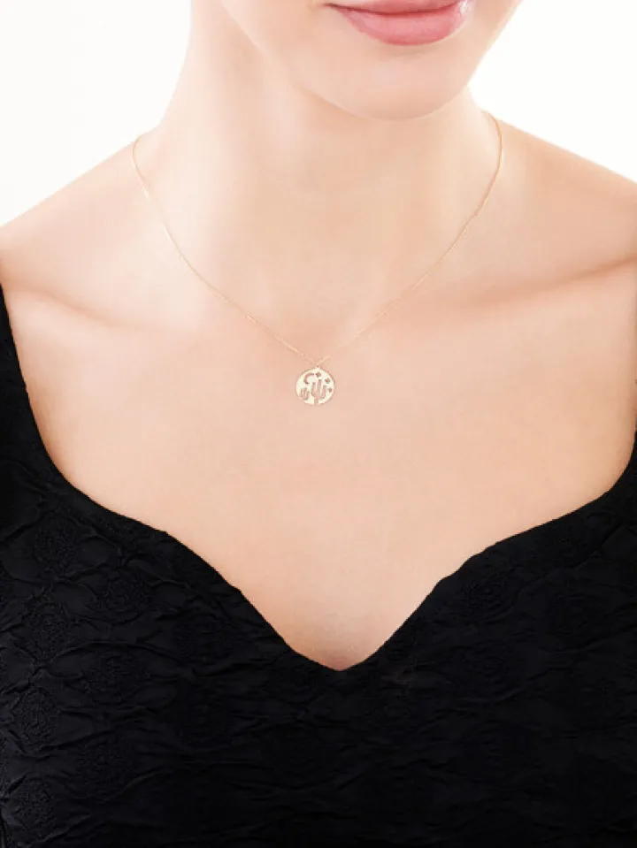 Złoty naszyjnik, ankier - koło, kaktusy