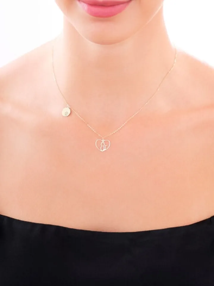 Złoty naszyjnik, ankier - kot, łapka