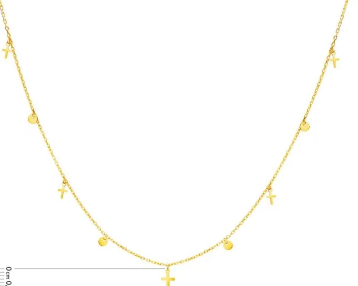 Złoty naszyjnik, ankier - krzyże, koła