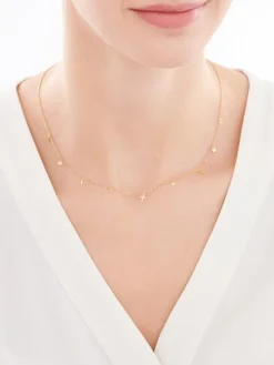 Złoty naszyjnik, ankier - krzyże, koła