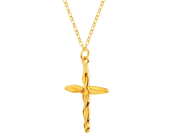 Złoty naszyjnik, ankier - krzyż