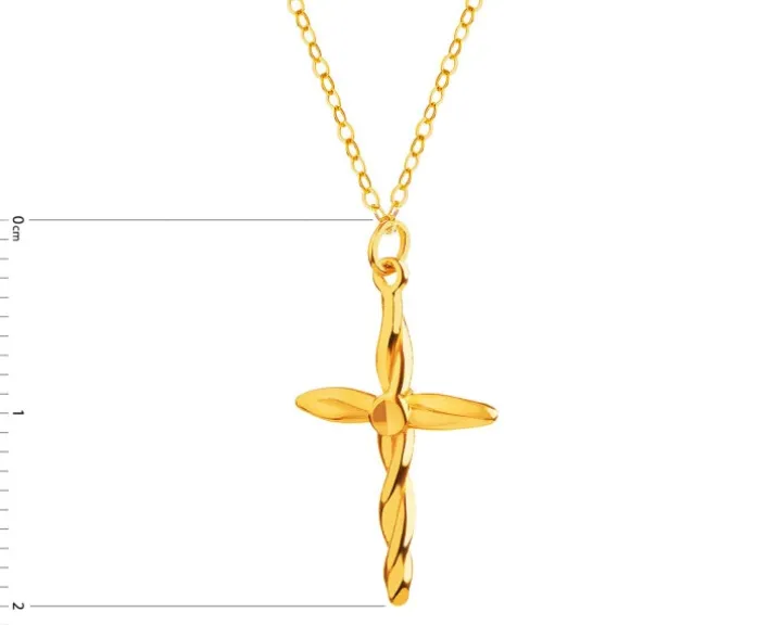 Złoty naszyjnik, ankier - krzyż