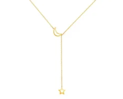 Złoty naszyjnik, ankier - Księżyc, gwiazda