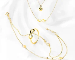 Złoty naszyjnik, ankier - kulka, nieskończoność