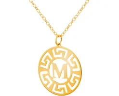 Złoty naszyjnik, ankier - litera M