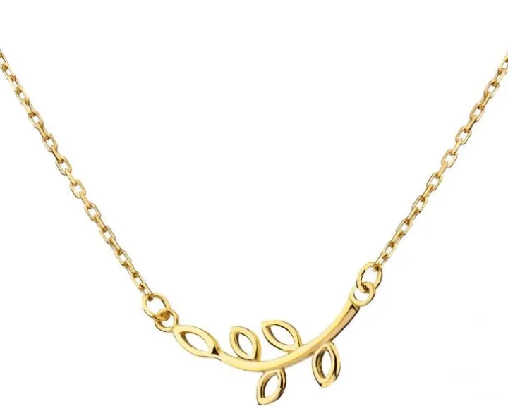 Złoty naszyjnik, ankier - liście