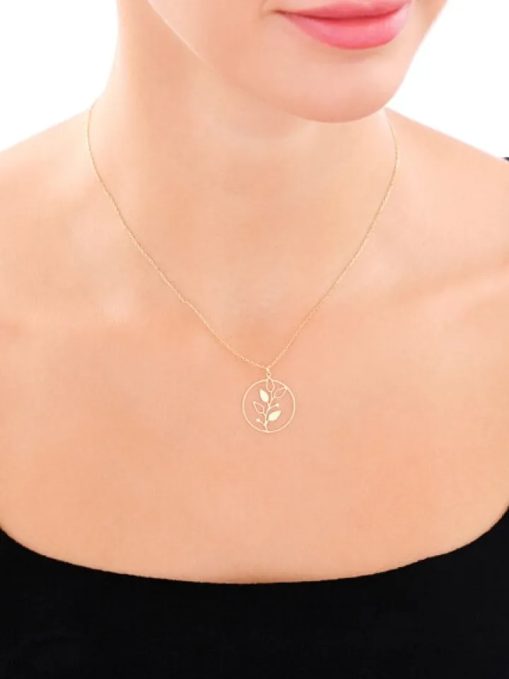 Złoty naszyjnik, ankier - liście