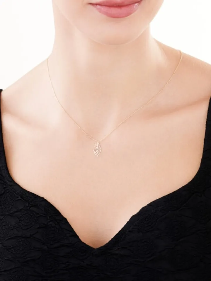 Złoty naszyjnik, ankier - liść