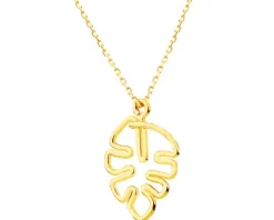 Złoty naszyjnik, ankier - monstera