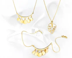 Złoty naszyjnik, ankier - monstera