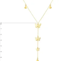 Złoty naszyjnik, ankier - motyle, serca