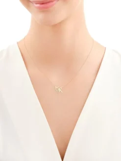 Złoty naszyjnik, ankier - motyl, litera K