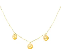 Złoty naszyjnik, ankier - nieskończoność, serce, gwiazda, koła