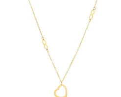 Złoty naszyjnik, ankier - nieskończoności, serce