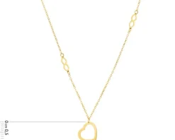 Złoty naszyjnik, ankier - nieskończoności, serce