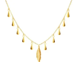 Złoty naszyjnik, ankier - piórko