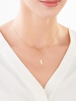 Złoty naszyjnik, ankier - piórko