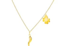 Złoty naszyjnik, ankier - róg obfitości, koniczyna