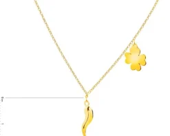 Złoty naszyjnik, ankier - róg obfitości, koniczyna