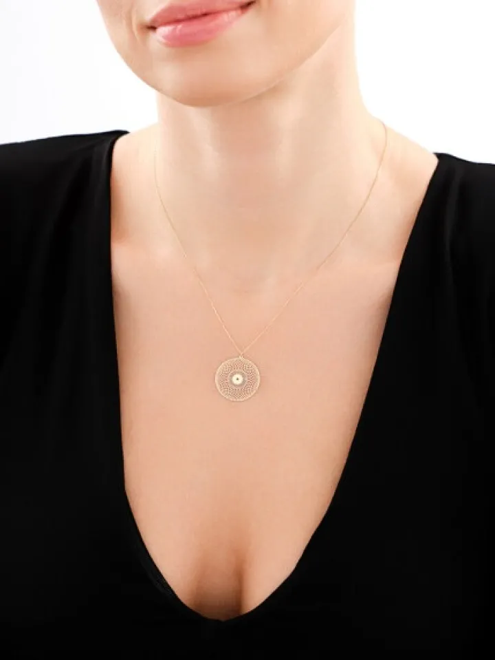 Złoty naszyjnik, ankier - rozeta