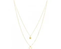 Złoty naszyjnik, ankier - serce, kulka