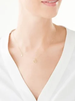 Złoty naszyjnik, ankier - serce, drzewko