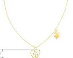 Złoty naszyjnik, ankier - serce, koń, koniczyna