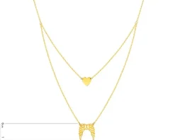 Złoty naszyjnik, ankier - serce, skrzydła
