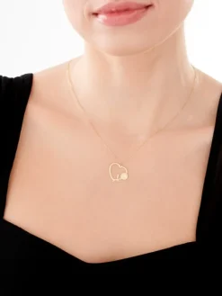 Złoty naszyjnik, ankier - serce, kwiat