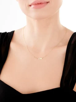 Złoty naszyjnik, ankier - serce, koniczyna