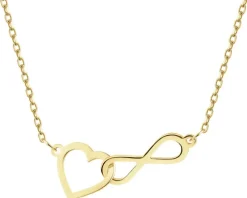 Złoty naszyjnik, ankier - serce, nieskończoność