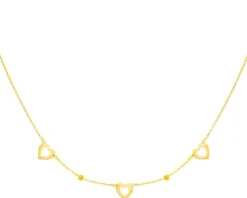 Złoty naszyjnik, ankier - serca, kulki