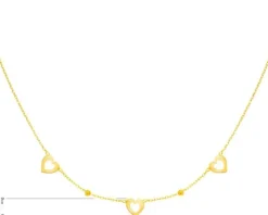 Złoty naszyjnik, ankier - serca, kulki