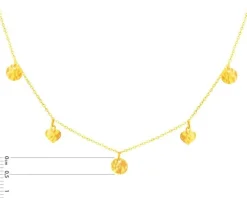 Złoty naszyjnik, ankier - serca, koła