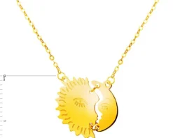 Złoty naszyjnik, ankier - Słońce, Księżyc
