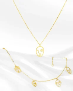 Złoty naszyjnik, ankier - twarz