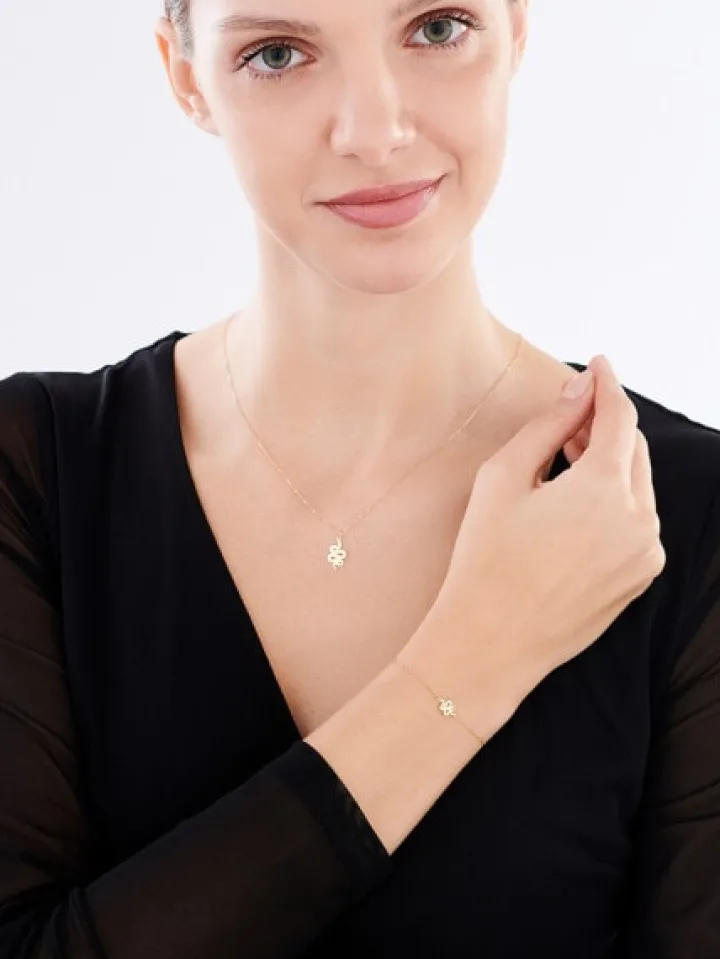 Złoty naszyjnik, ankier - wąż