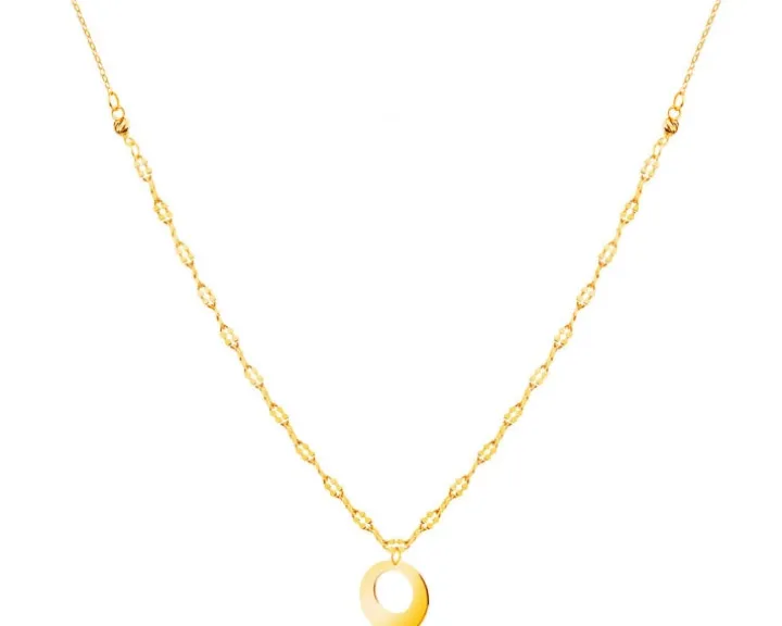 Złoty naszyjnik, ankier, skręcone blaszki - koło