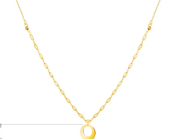 Złoty naszyjnik, ankier, skręcone blaszki - koło