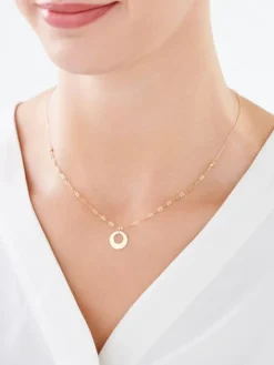 Złoty naszyjnik, ankier, skręcone blaszki - koło