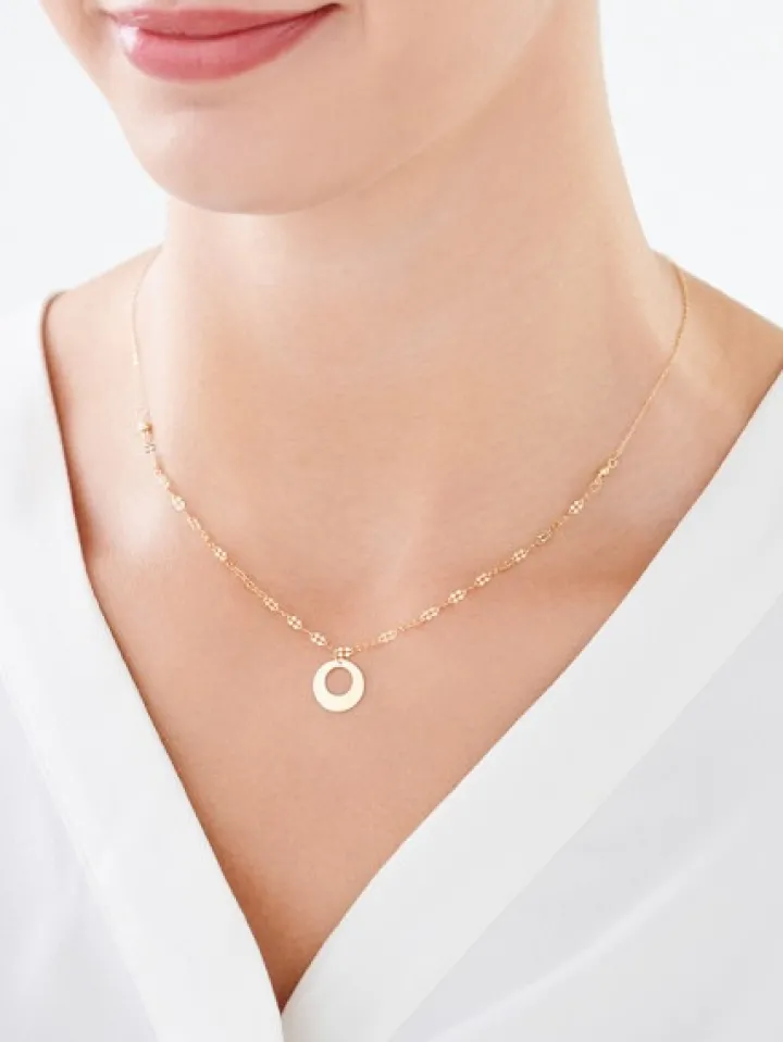 Złoty naszyjnik, ankier, skręcone blaszki - koło