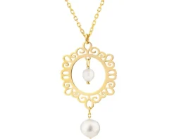 Złoty naszyjnik, ankier z perłami